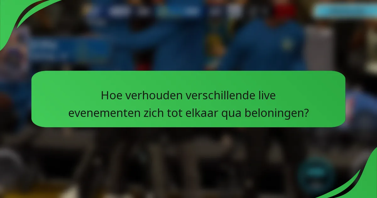 Hoe verhouden verschillende live evenementen zich tot elkaar qua beloningen?